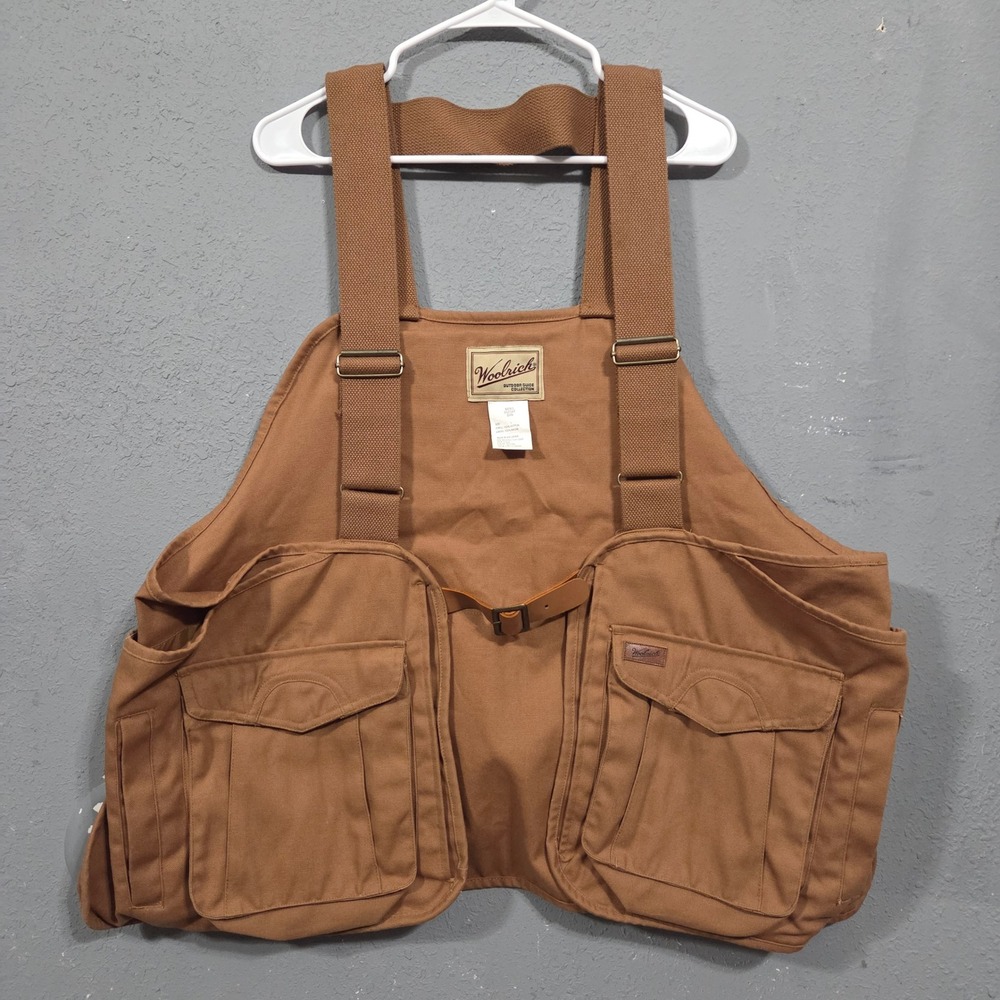 vintage Woolrich Outdoor hunting Vest Brown Men's Size L Pockets Adjustable